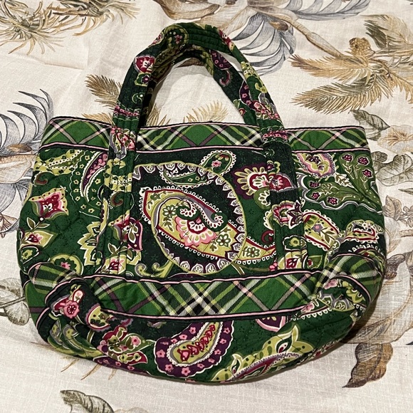 Vera Bradley Bitty Betsy Chelsea Green Pattern Tote Bag Mini Purse Retired - Picture 2 of 6